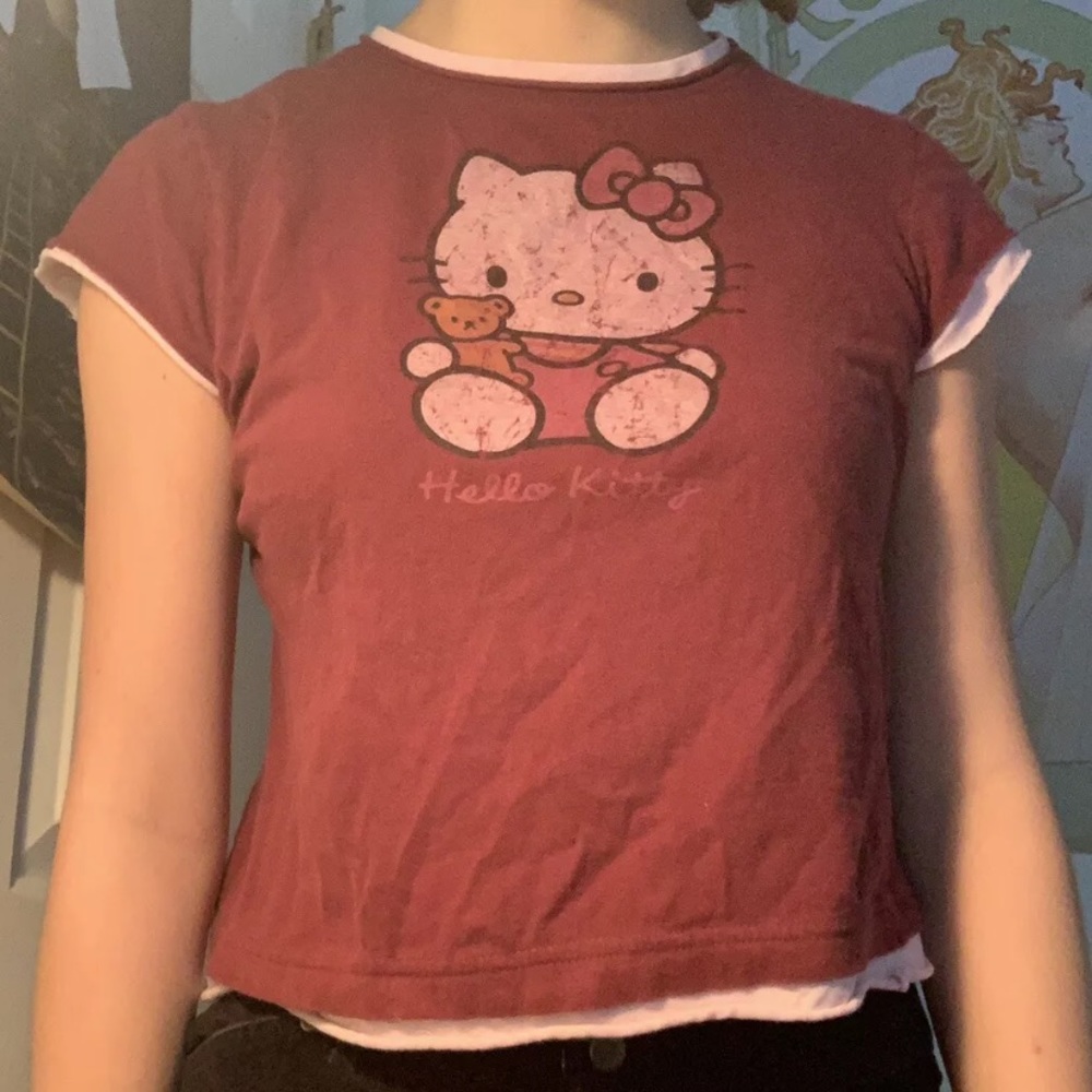 Vintage Sanrio Hello kitty Shirt Cropped Large